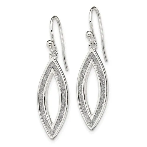 Sterling Silver Enamel Sparkle Glitter Oval Hook Dangle Earrings
