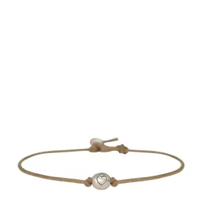 Sterling Silver Heart Bead Bracelet on Cord