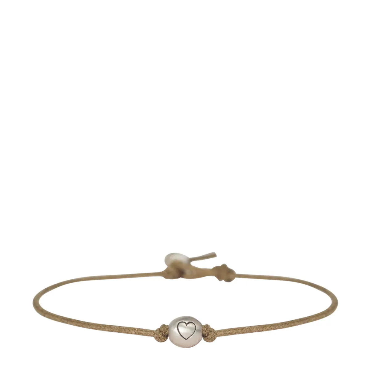 Sterling Silver Heart Bead Bracelet on Cord