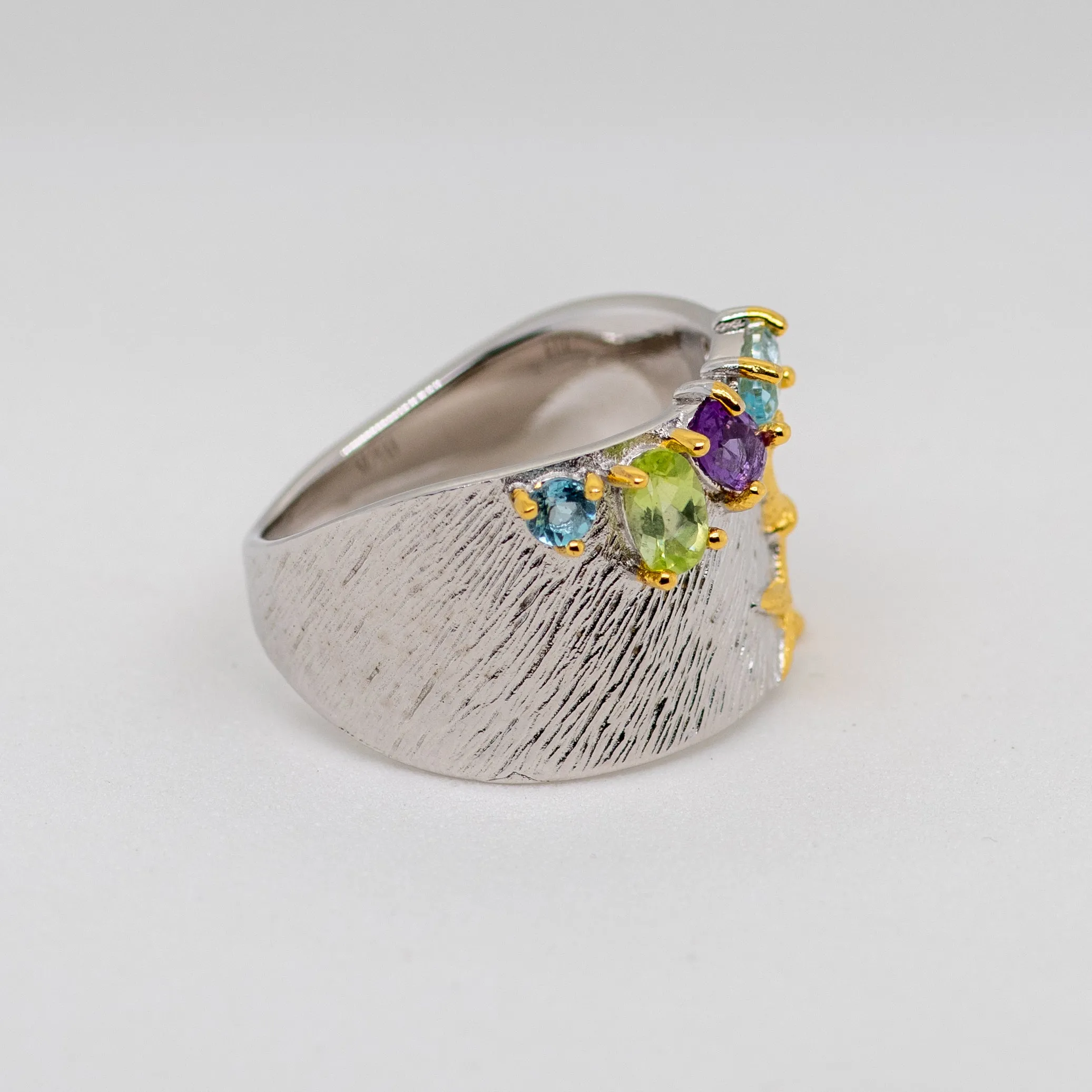 Terra Amethyst Topaz Peridot Ring in Sterling Silver
