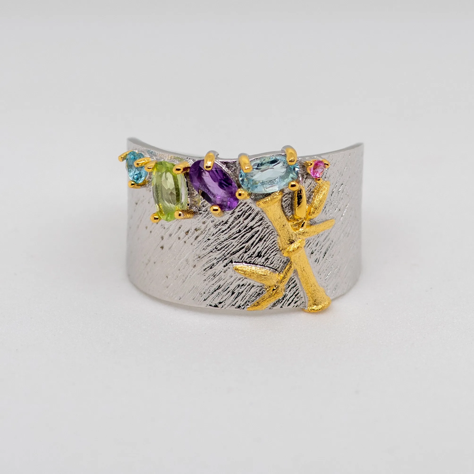 Terra Amethyst Topaz Peridot Ring in Sterling Silver