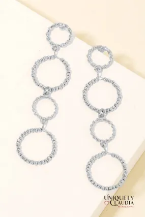 Textured & Beaded Hoop Link Dangle Earrings