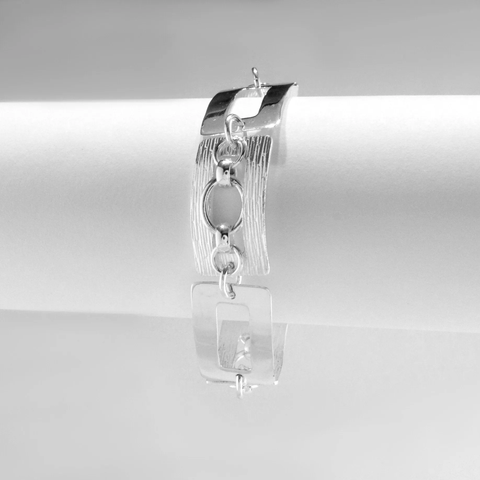 Textured Geometric Sterling Silver Bracelet