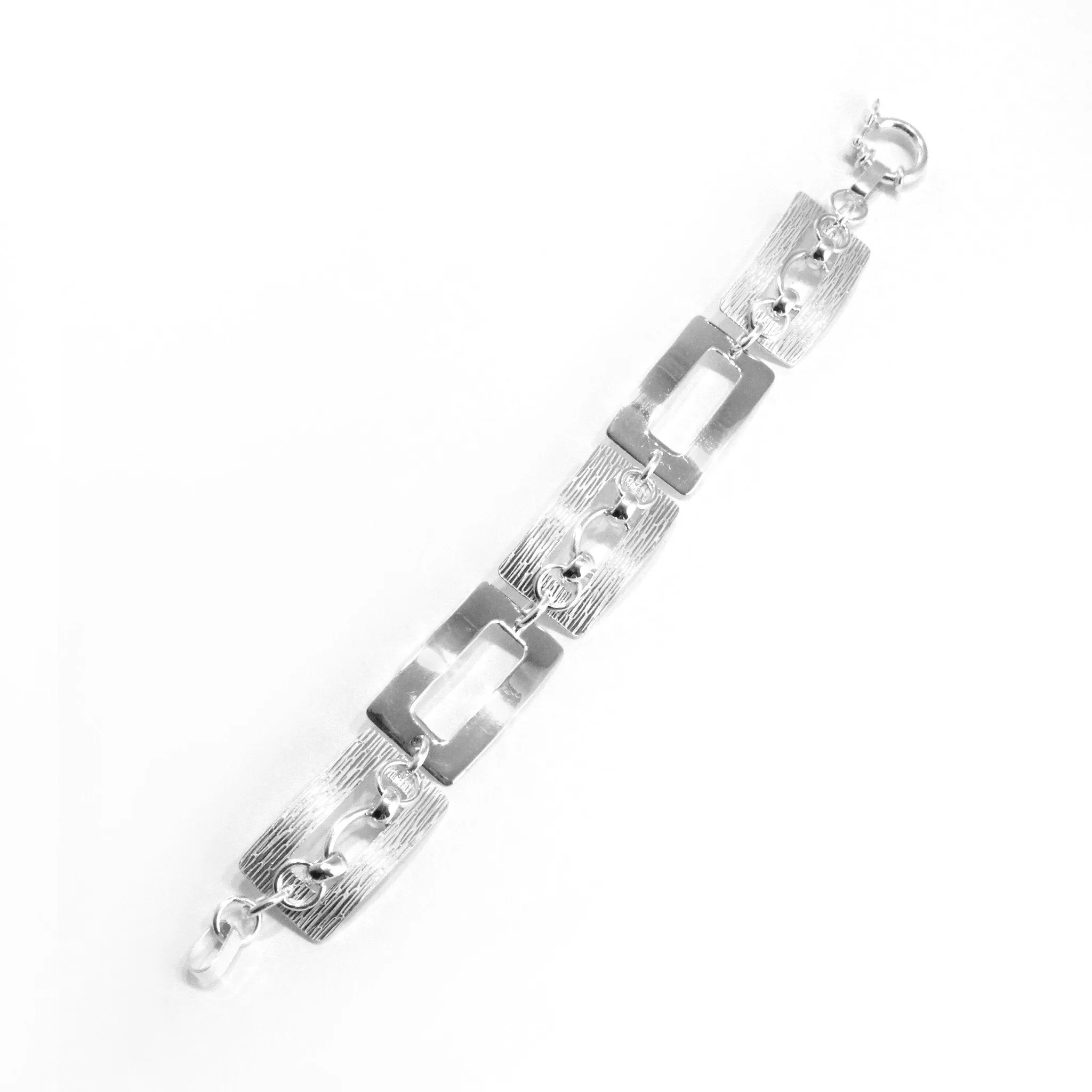 Textured Geometric Sterling Silver Bracelet
