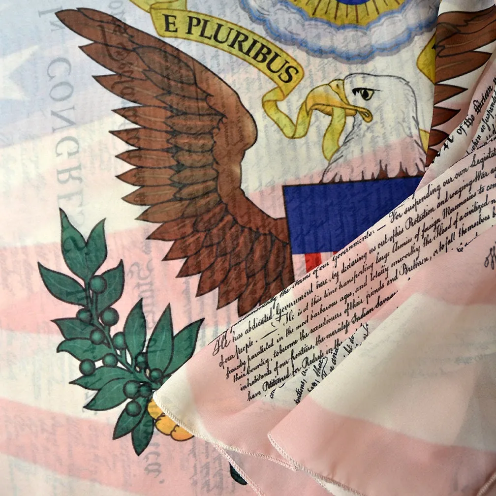 The Declaration of Independence Chiffon scarf, IN CONGRESS, July 4, 1776, US Flag, 4th of July
