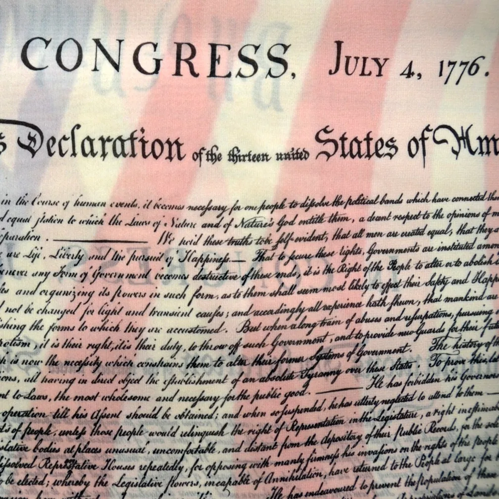 The Declaration of Independence Chiffon scarf, IN CONGRESS, July 4, 1776, US Flag, 4th of July