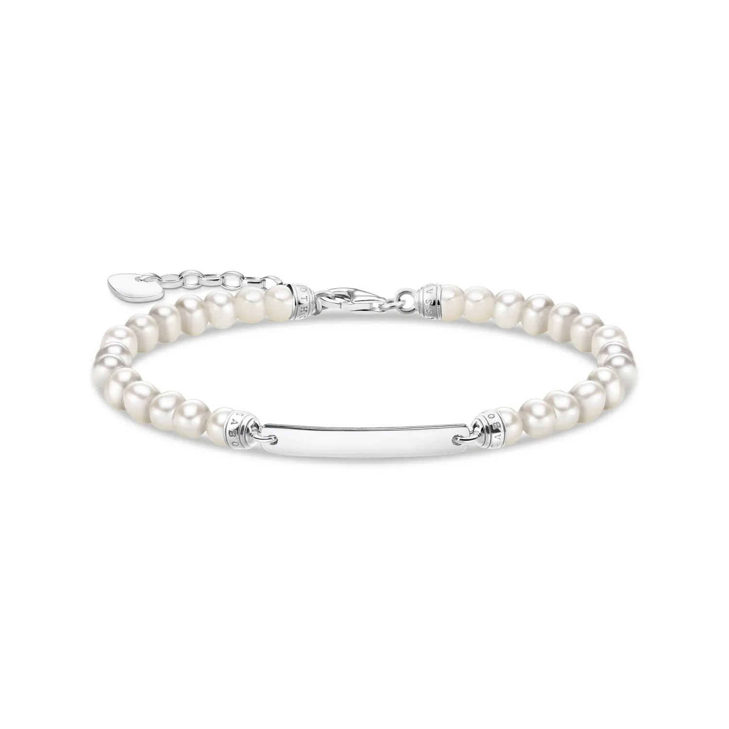 Thomas Sabo Engrav Sterling Silver Fresh Water Pearl 16-19cm Bracelet