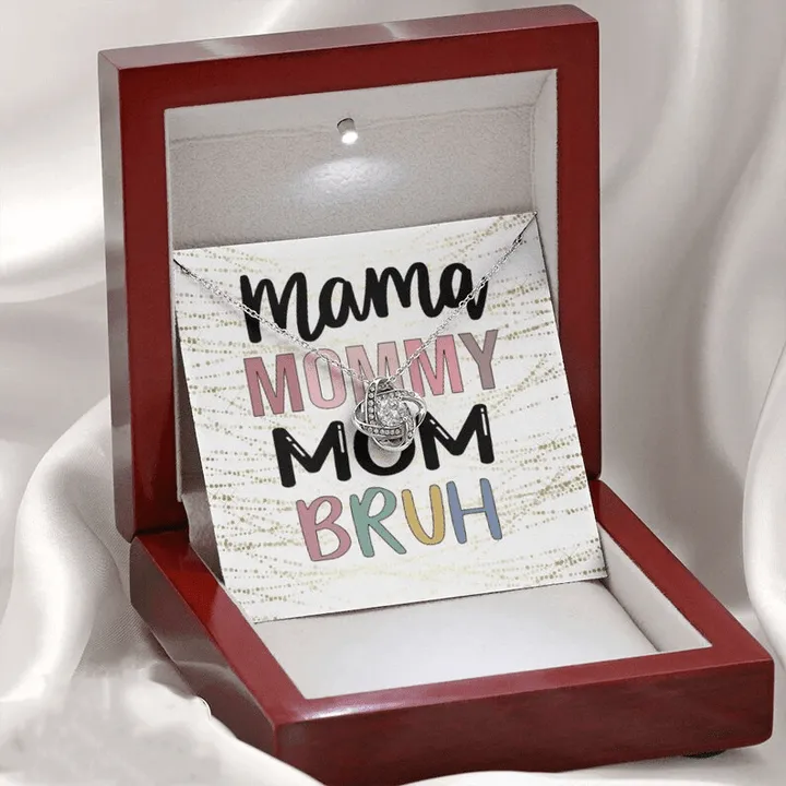 To My Mama Mommy Mom Bruh Love Knot Necklace, Mom necklace, Mom jewelry, Jewelry set, Mothers day gift, Gift for mom, Gift for mama