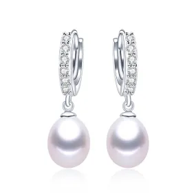 Top quality best price 9-10mm big size natural pearl drop earrings for women fashion 925 sterling silver jewelry