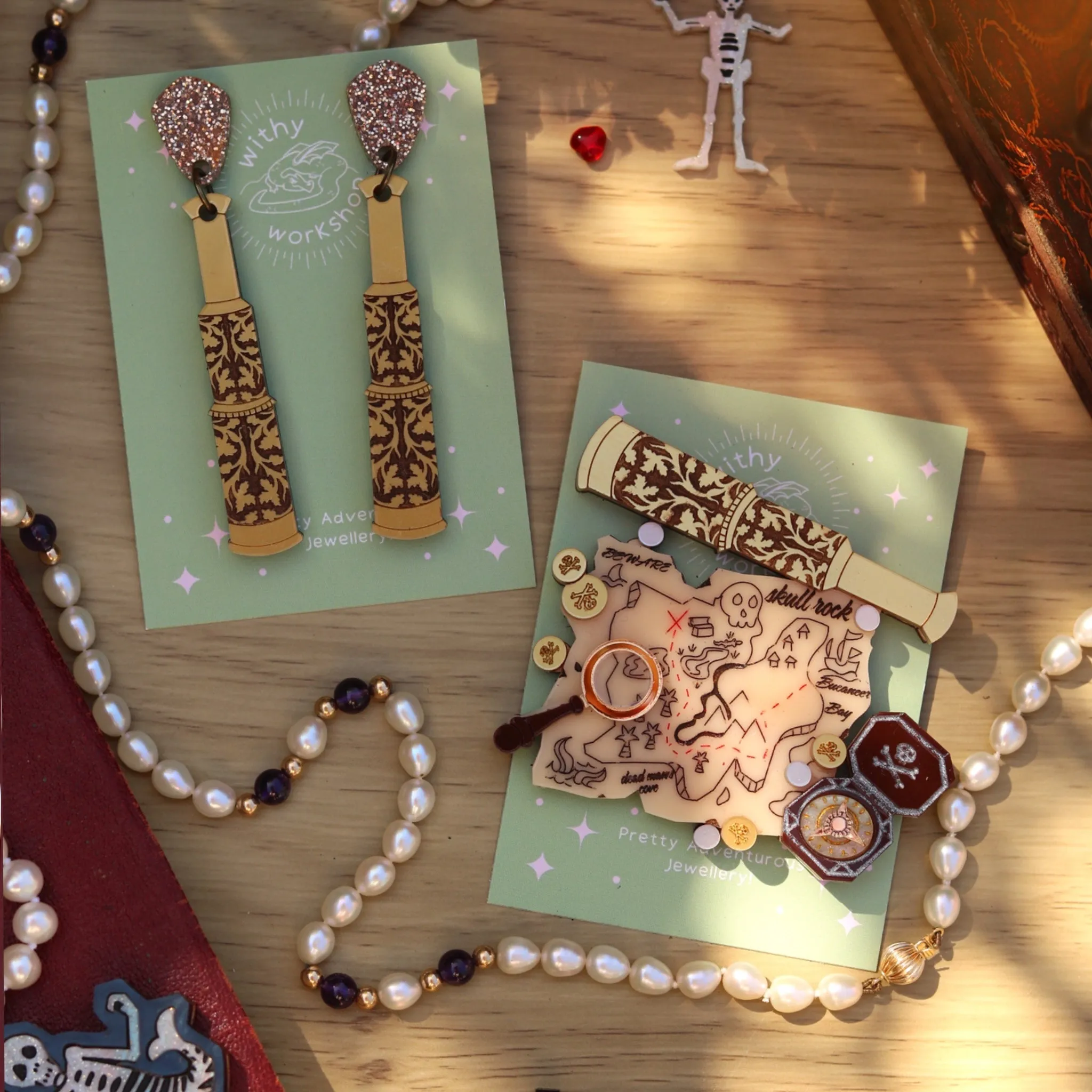 Treasure Map Acrylic Brooch