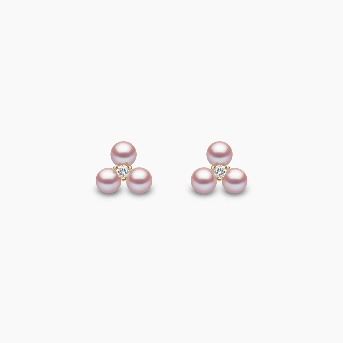 Trend 18K Gold Triple Freshwater Pearl And Diamond Stud Earrings