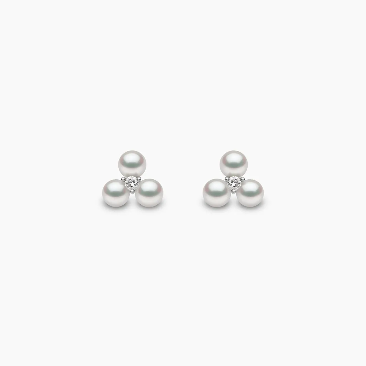 Trend 18K Gold Triple Freshwater Pearl And Diamond Stud Earrings