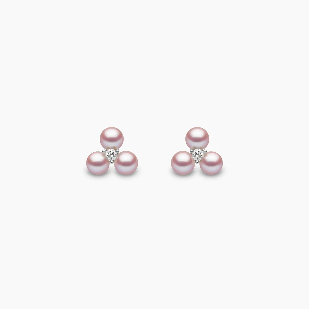 Trend 18K Gold Triple Freshwater Pearl And Diamond Stud Earrings