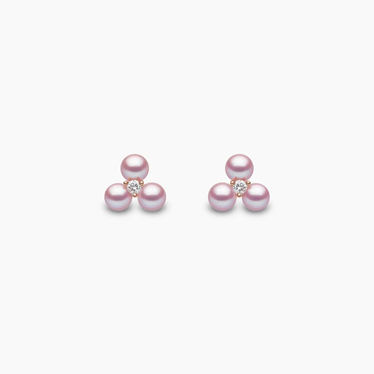 Trend 18K Gold Triple Freshwater Pearl And Diamond Stud Earrings