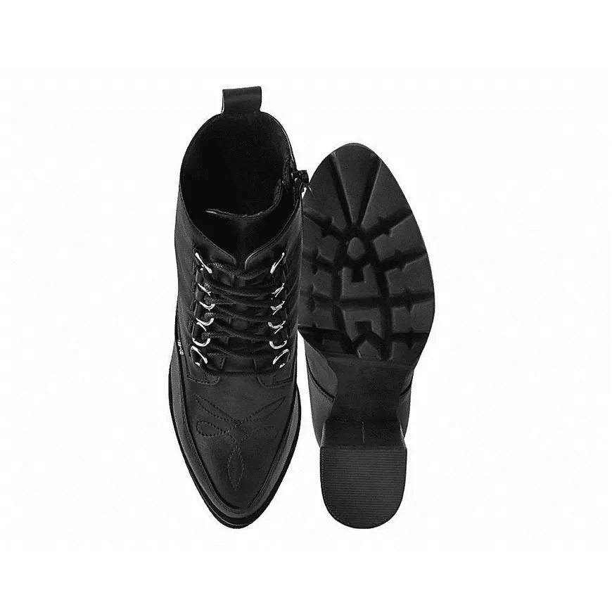 TUK Black Vegan Platform Heel 6-Ring A9689L