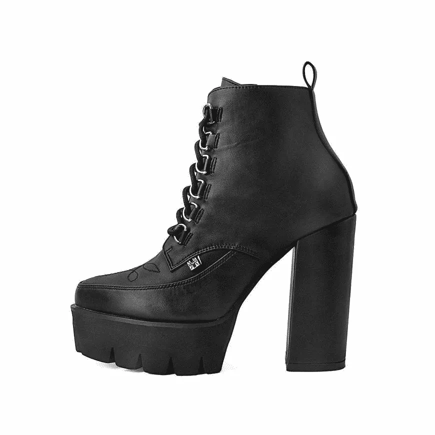 TUK Black Vegan Platform Heel 6-Ring A9689L