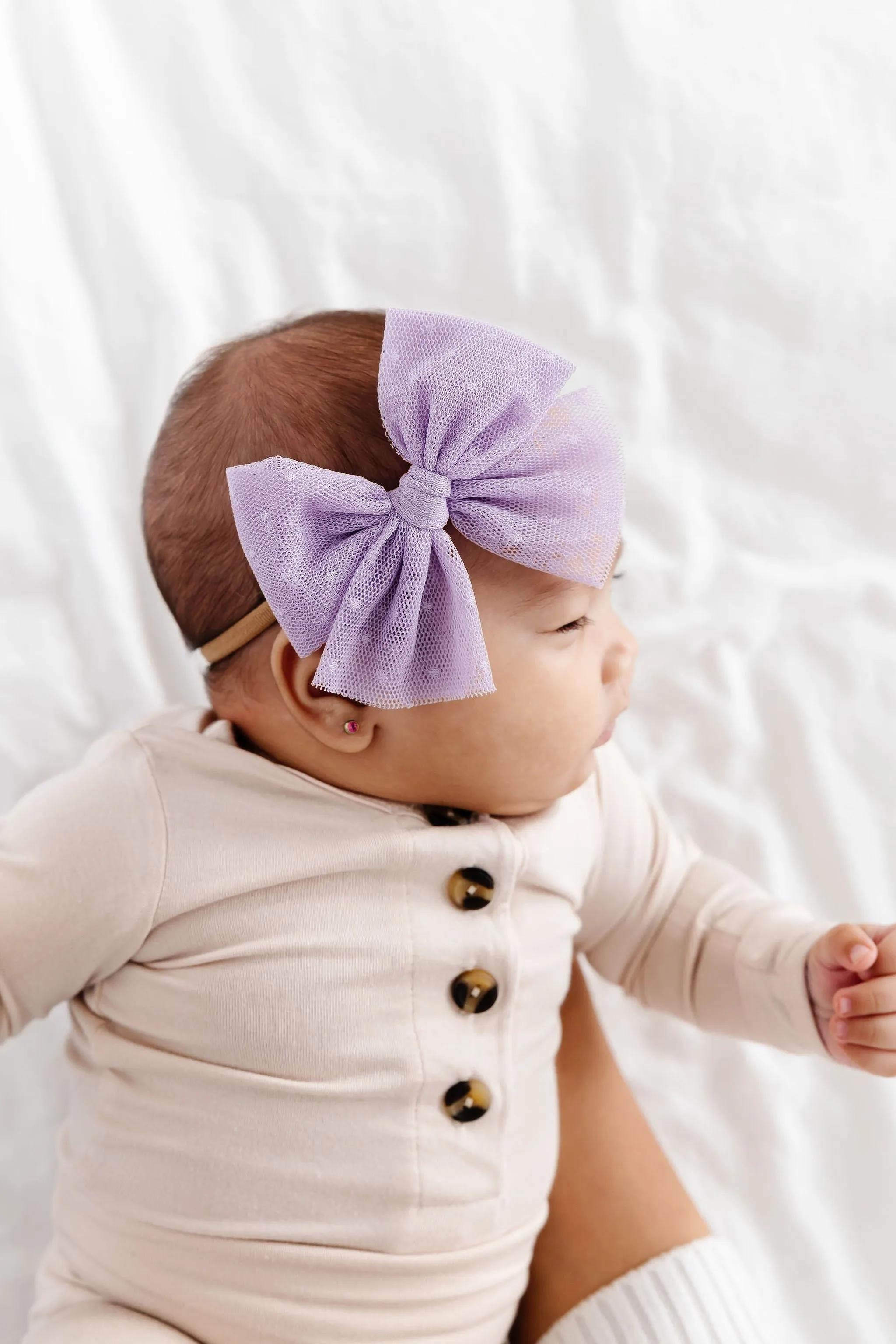 Tulle Bow 3 Pack: Periwinkle Dot Headbands