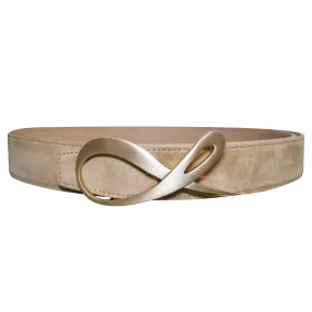 Tuscan Suede Pebbled Yellow Gold Reversible Belt