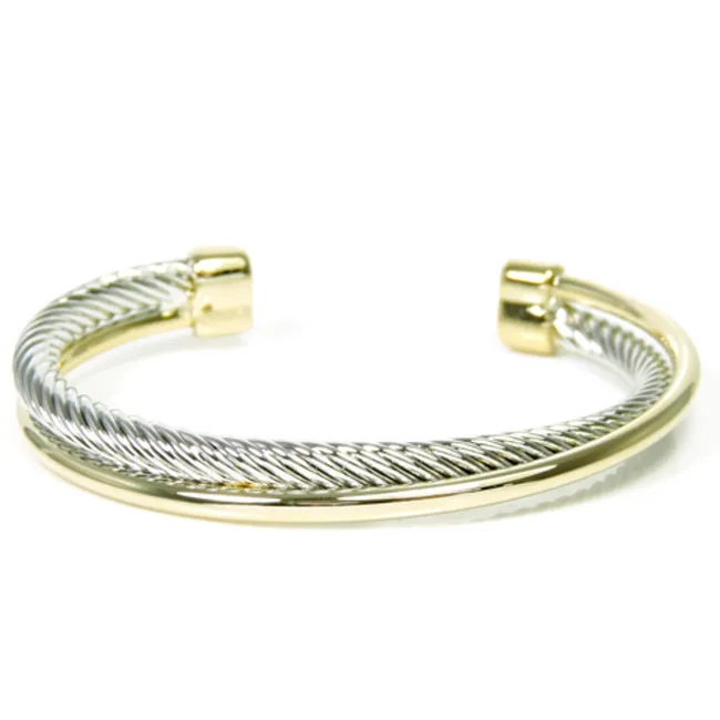 Two Tone Open Cuff Bracelet