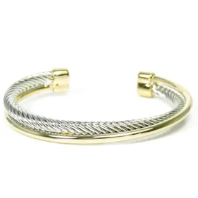 Two Tone Open Cuff Bracelet