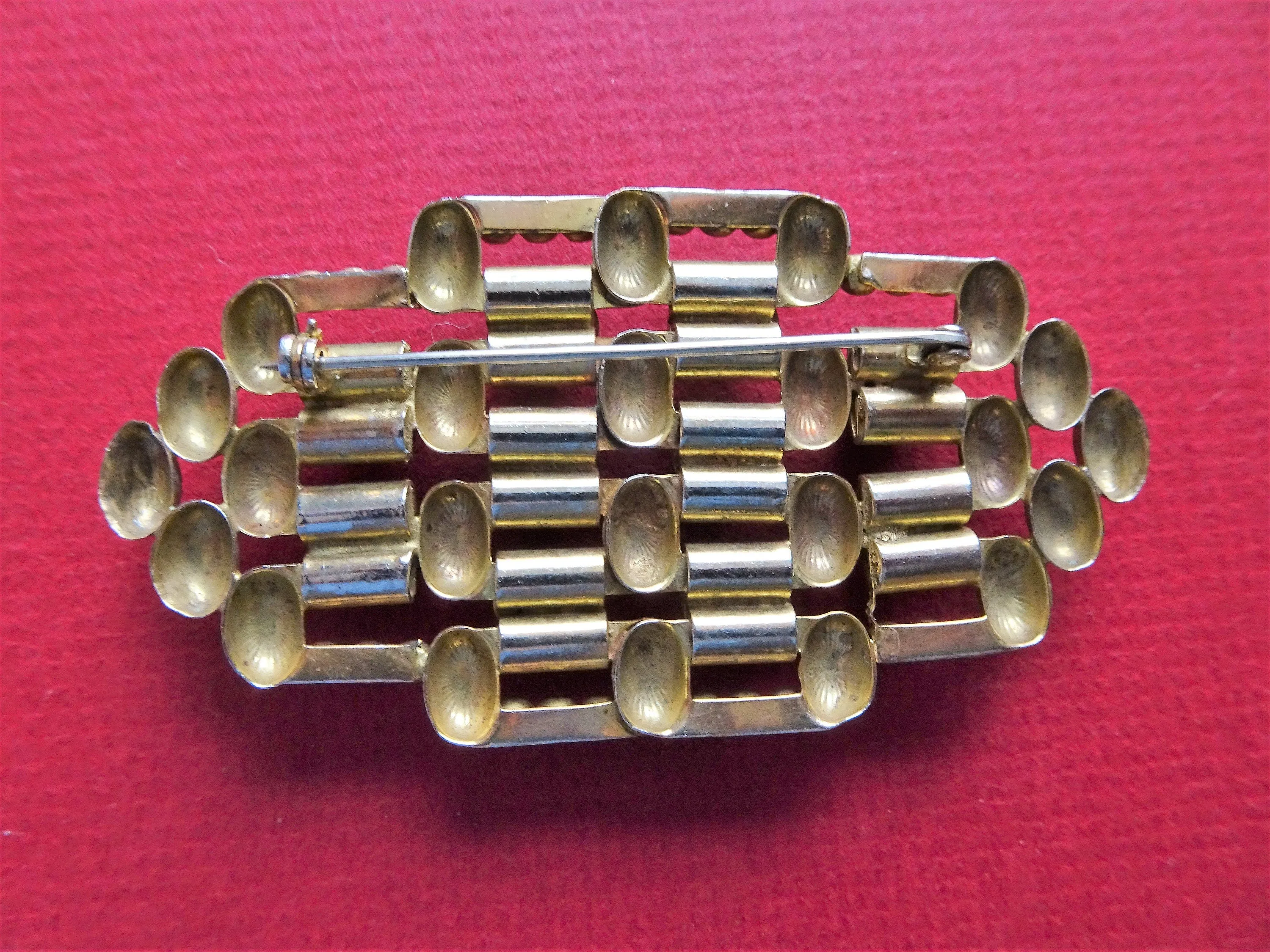 UNIQUE Art Deco 30s Large Brooch,Geometric Design,Machine Age Brooch,Modernist Bengel Like Design,French or German,Collectible Jewelry