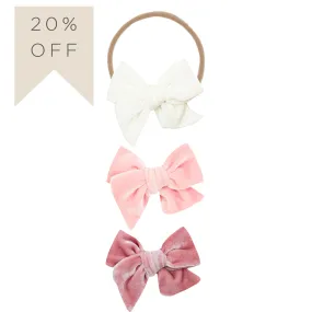 Velvet Bow 3 Pack: Petal Headbands