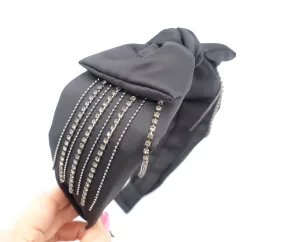 velvet satin bow tie fringe headband chain rhinestone embellished hairband for women