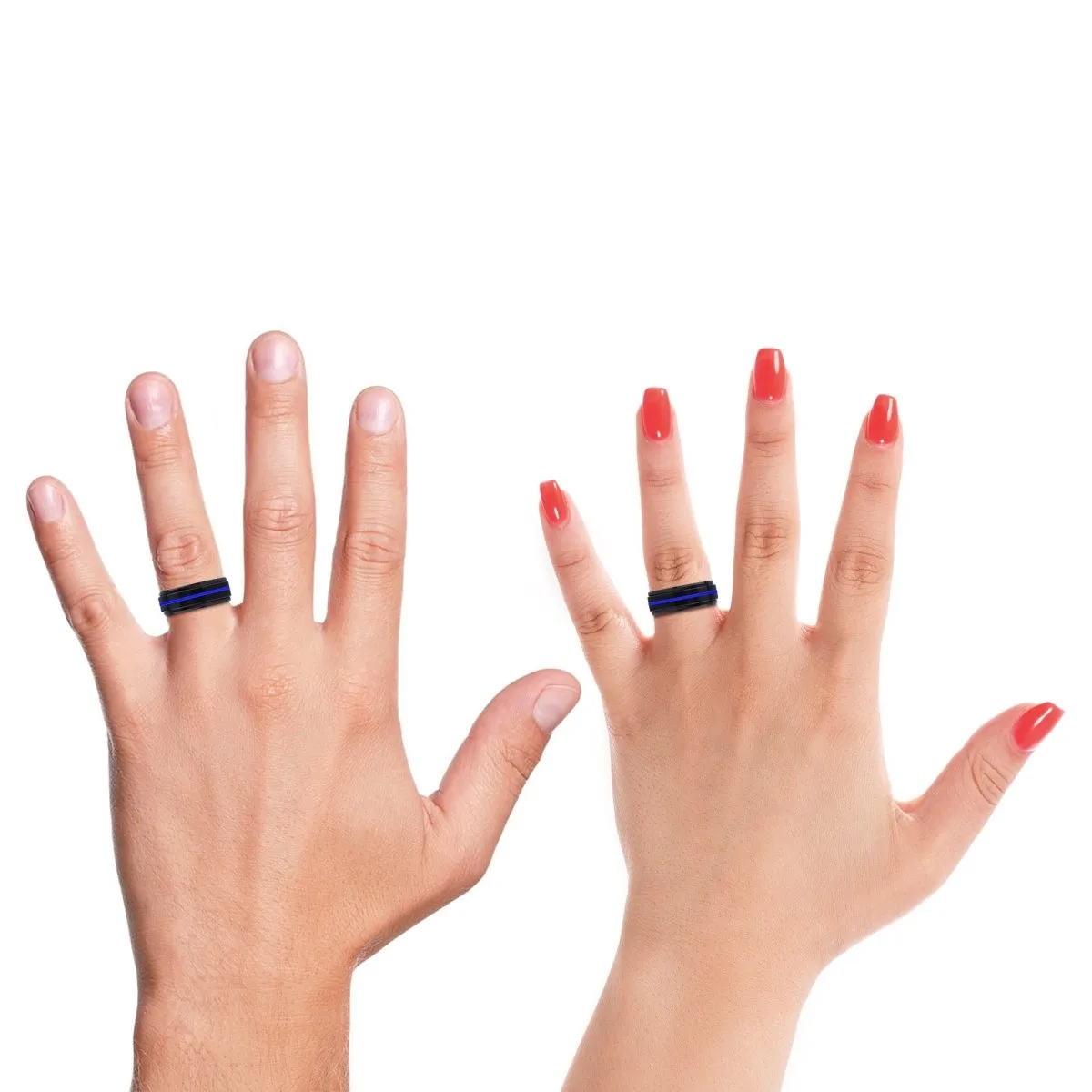 VICIOUS | Blue & Yellow/Orange Wood, Black Tungsten Ring, Blue Groove, Stepped Edge