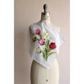 Vintage 1960s Tulip Print Cotton Scarf