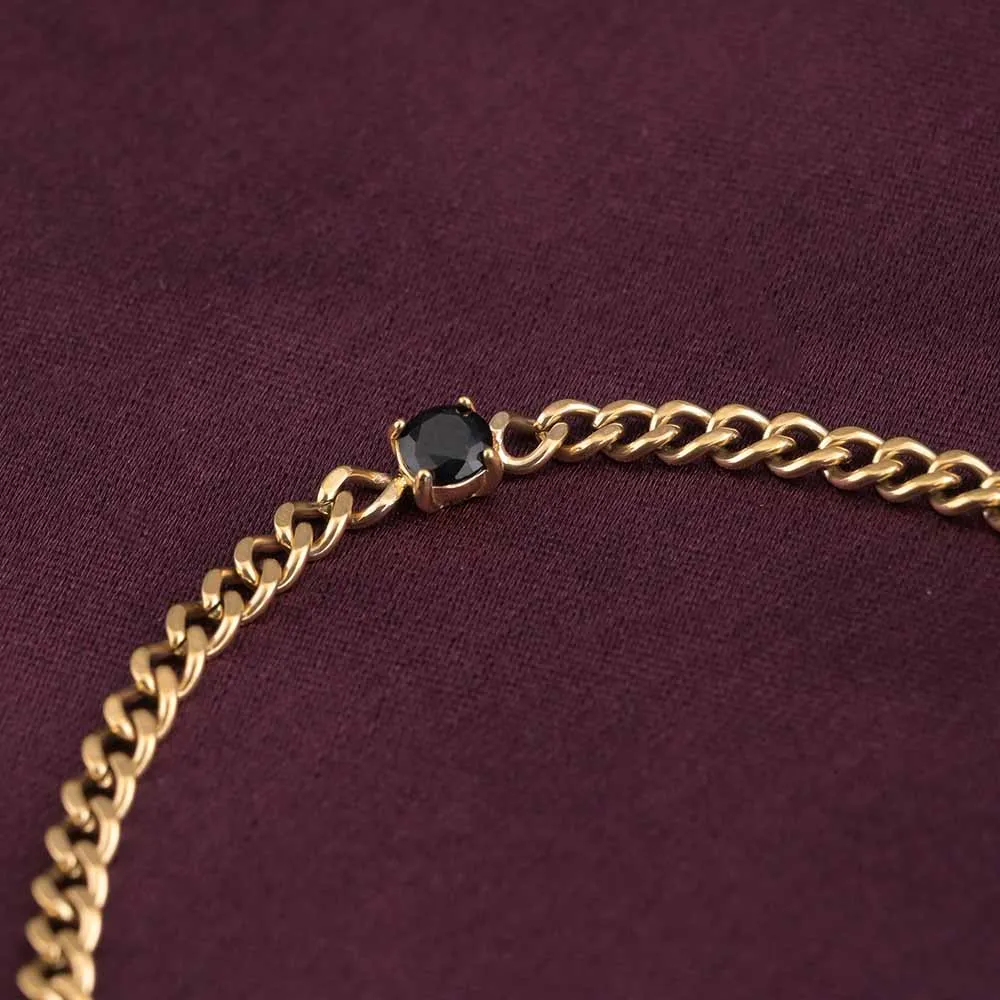 Vintage Black Gemstone Chain Bracelet