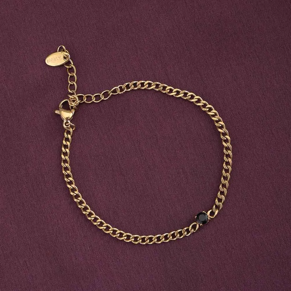 Vintage Black Gemstone Chain Bracelet