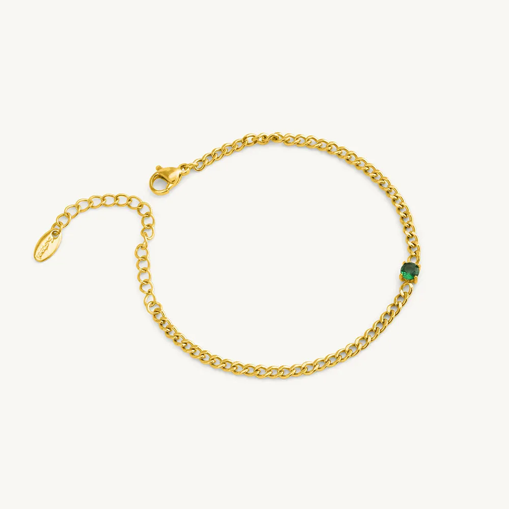 Vintage Black Gemstone Chain Bracelet