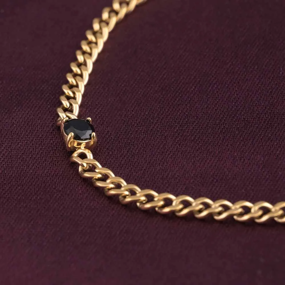 Vintage Black Gemstone Chain Bracelet