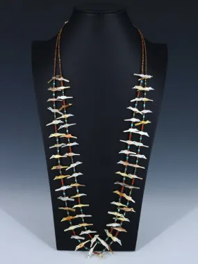 Vintage Double Strand Zuni Fetish Carved Bird Necklace