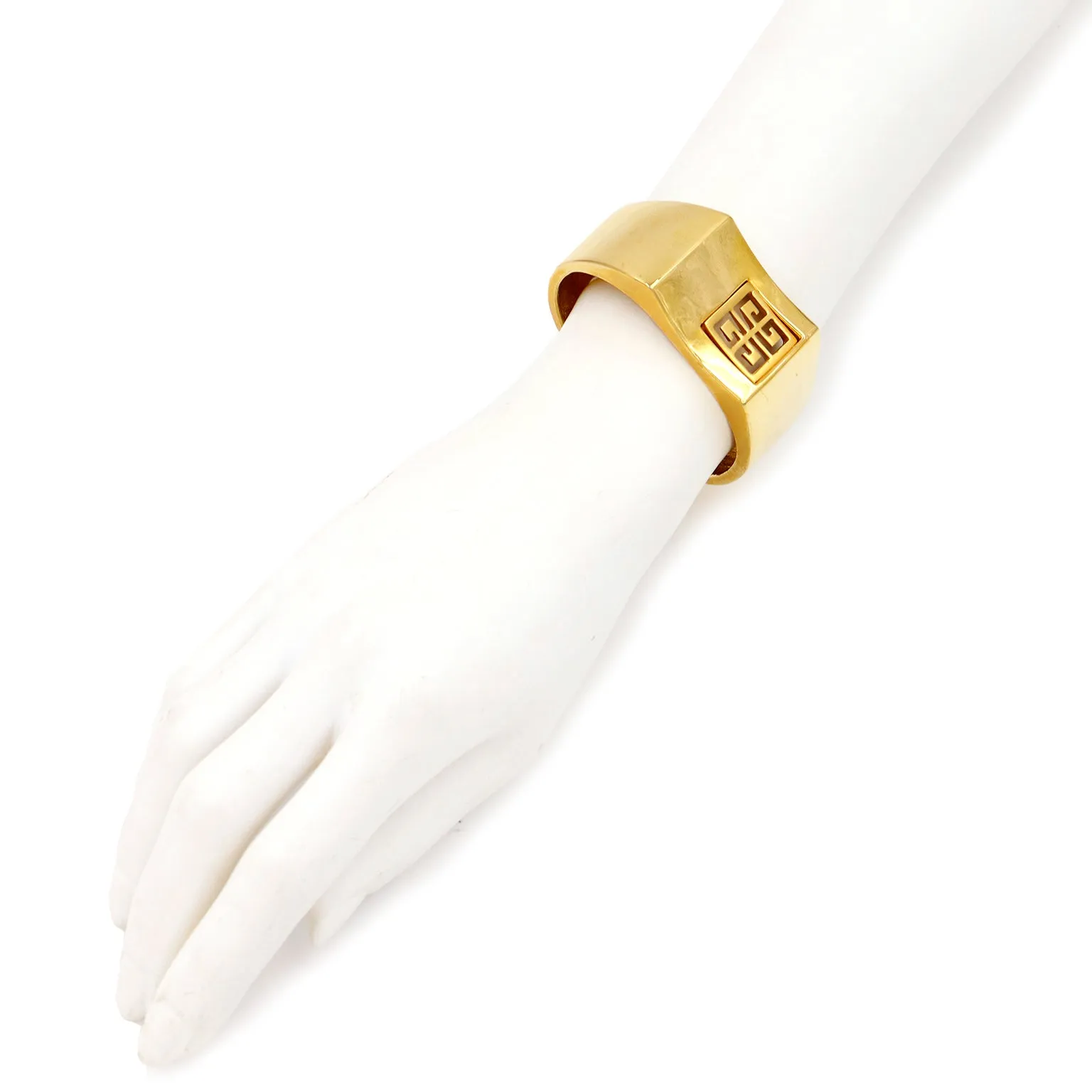 Vintage Givenchy Gold Plated Logo Cuff Bracelet