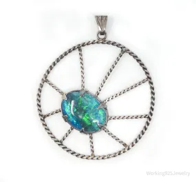Vintage Handmade Native American Unsigned Opal Sterling Silver Pendant