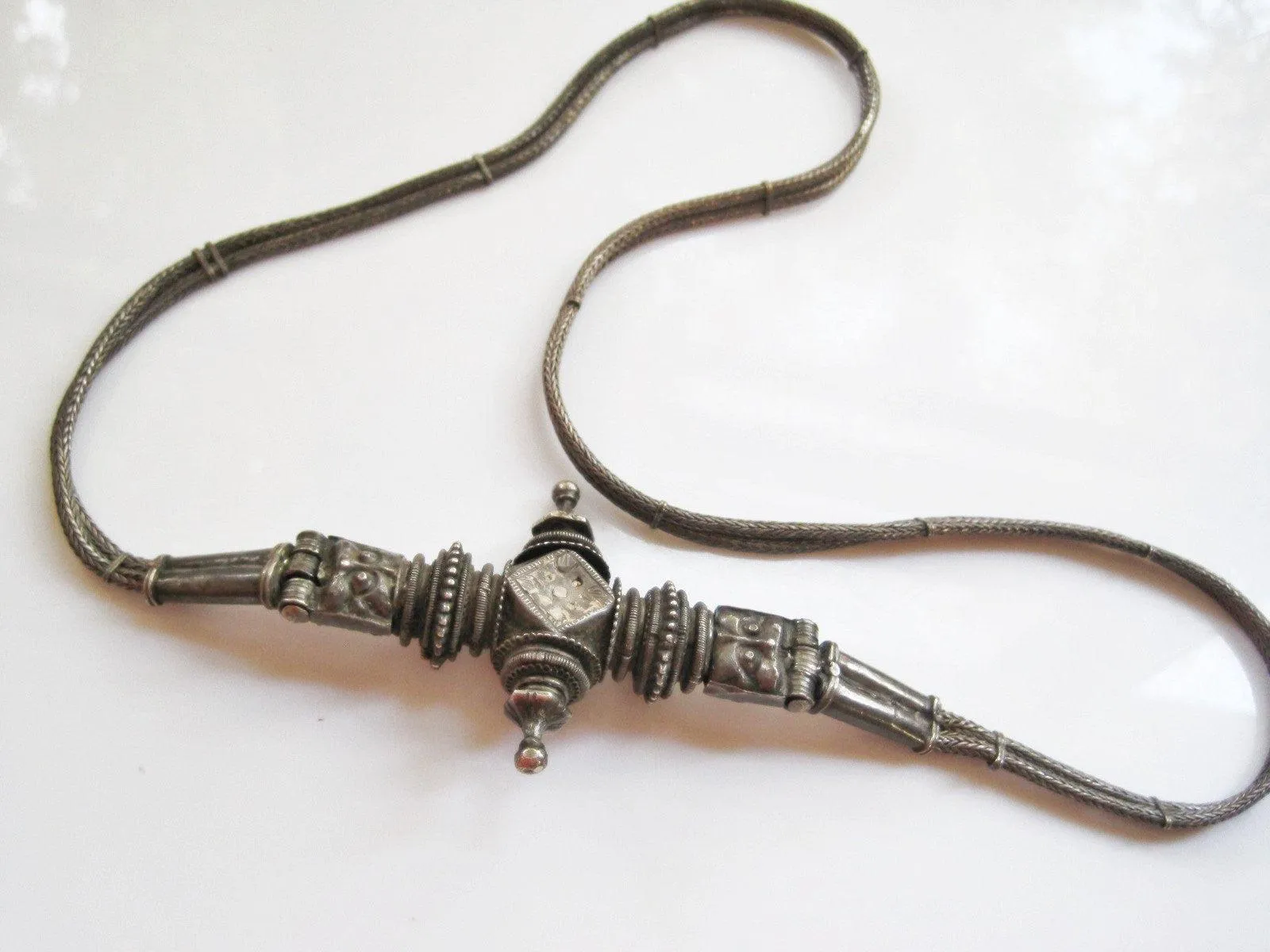 Vintage Indian Hand Woven Silver Belt
