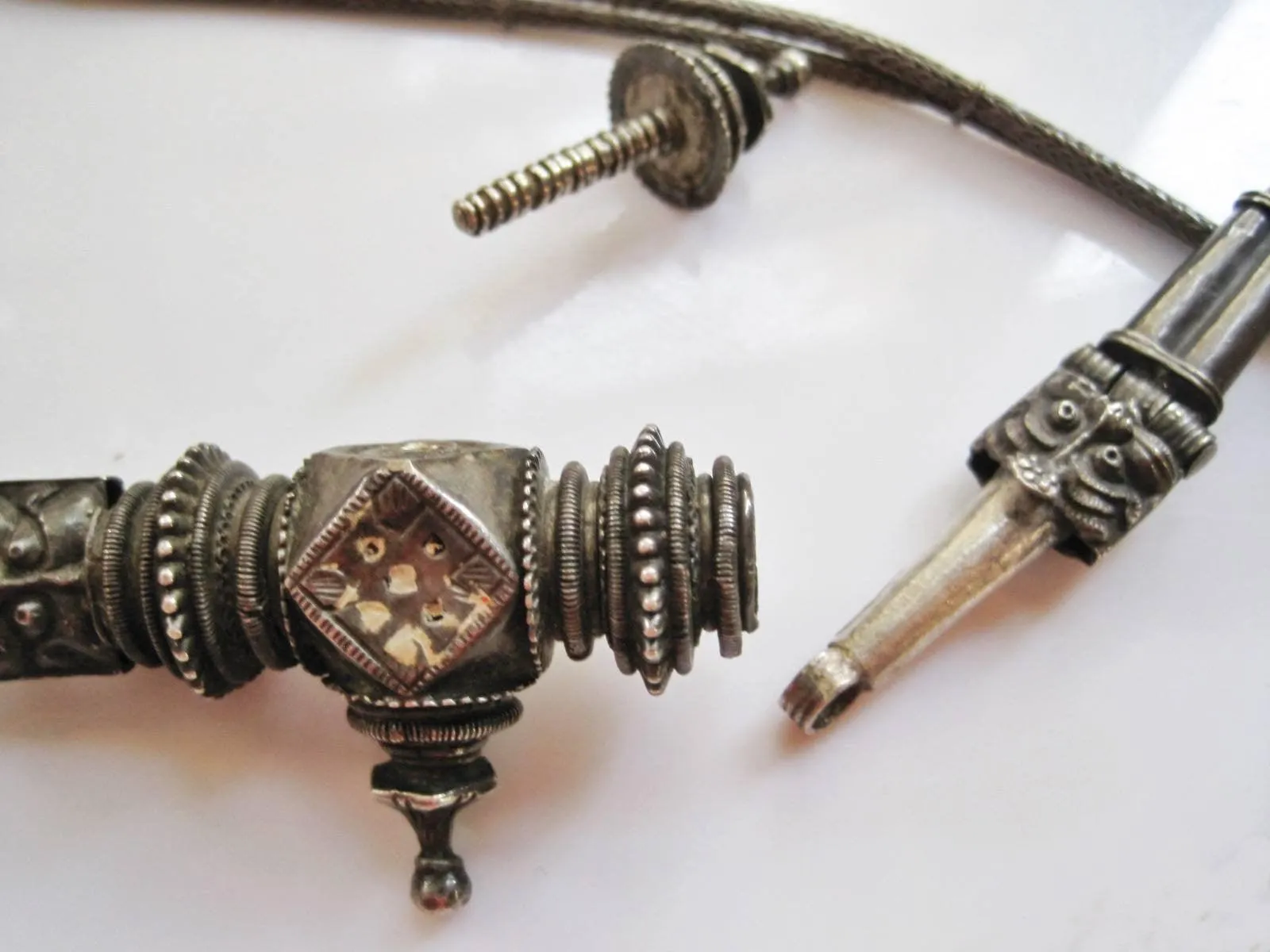 Vintage Indian Hand Woven Silver Belt