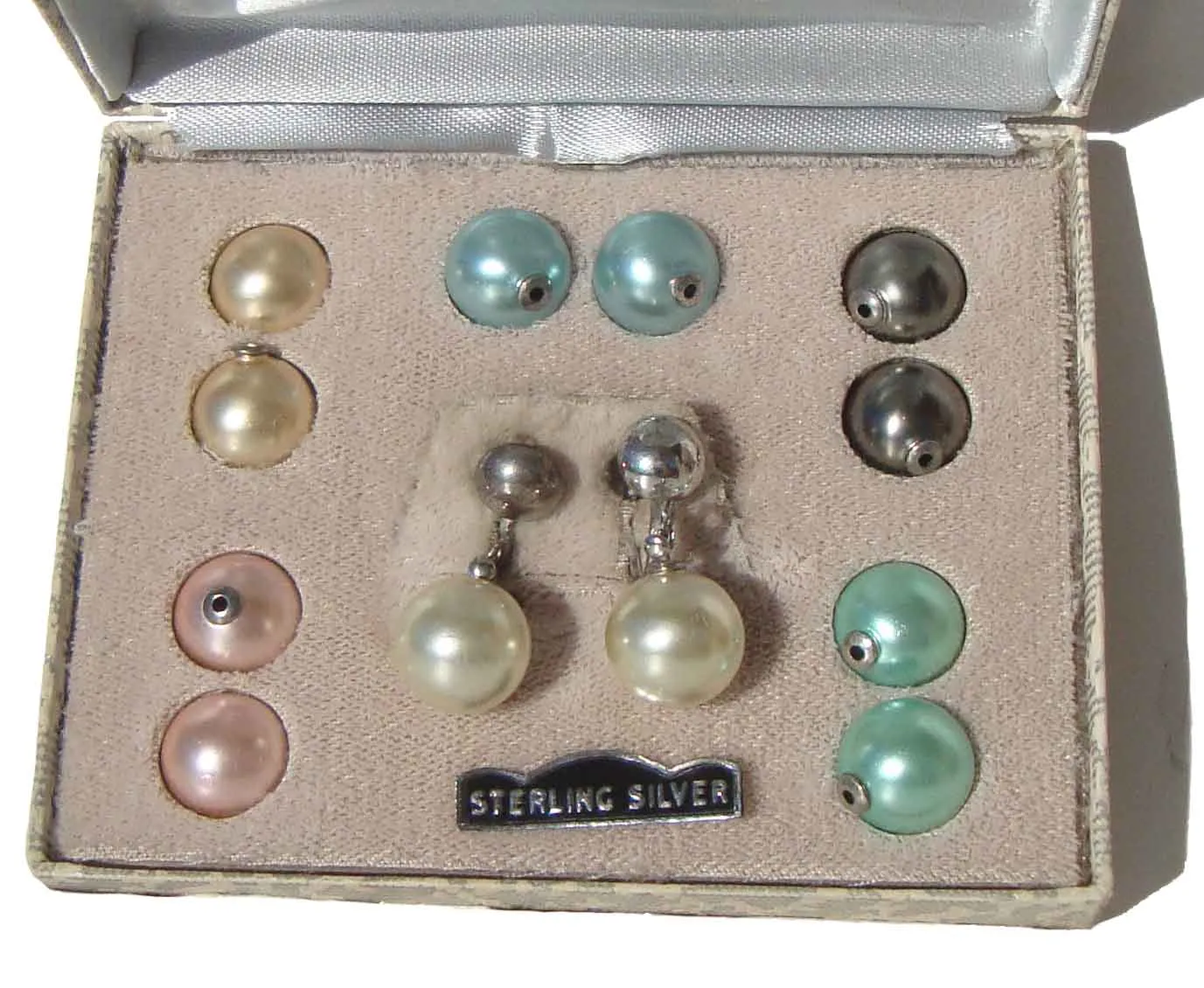 Vintage Lady Ellen Earrings Sterling Silver & Pearl Interchangeables – Set of 6