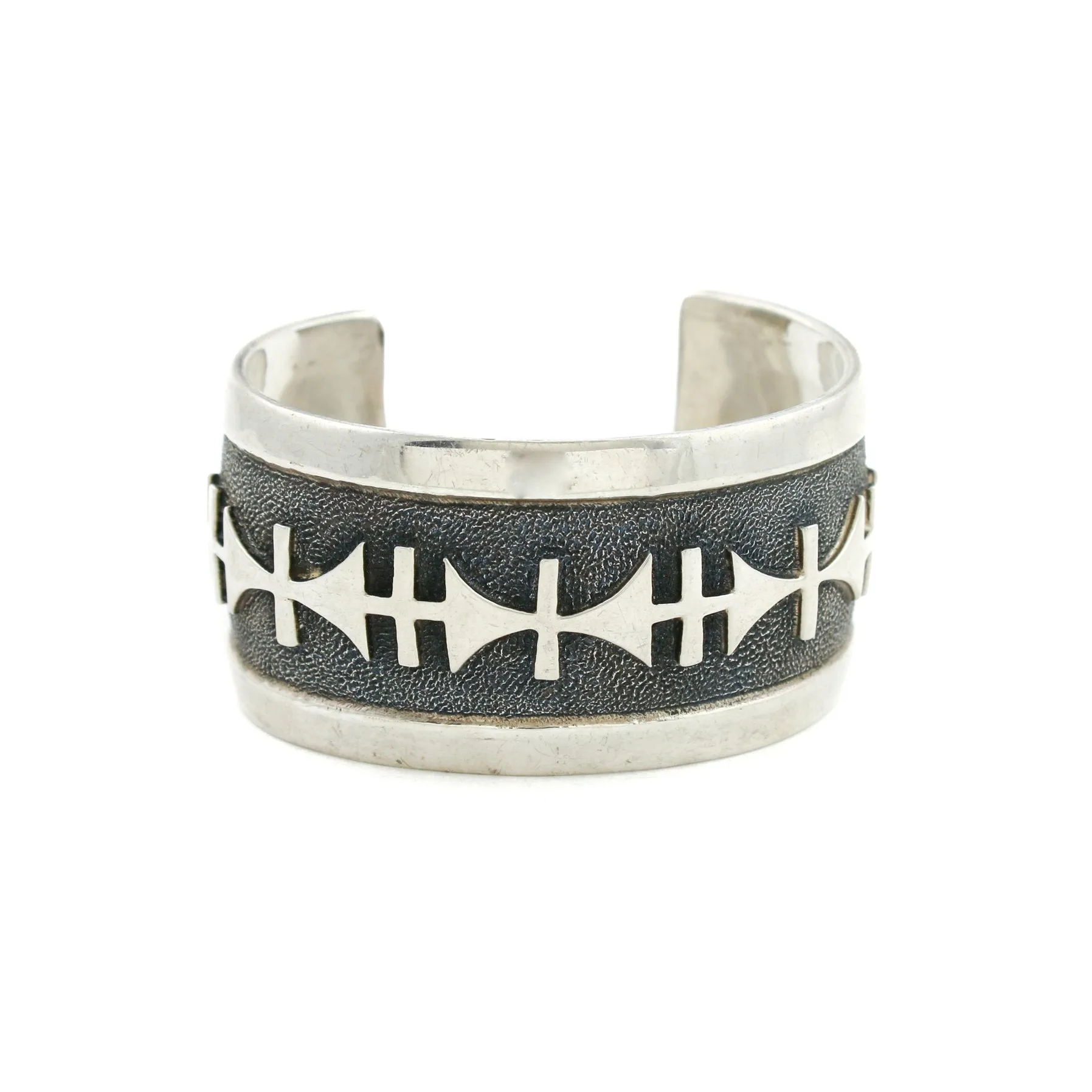 Vintage Silver Hopi Overlay Bracelet