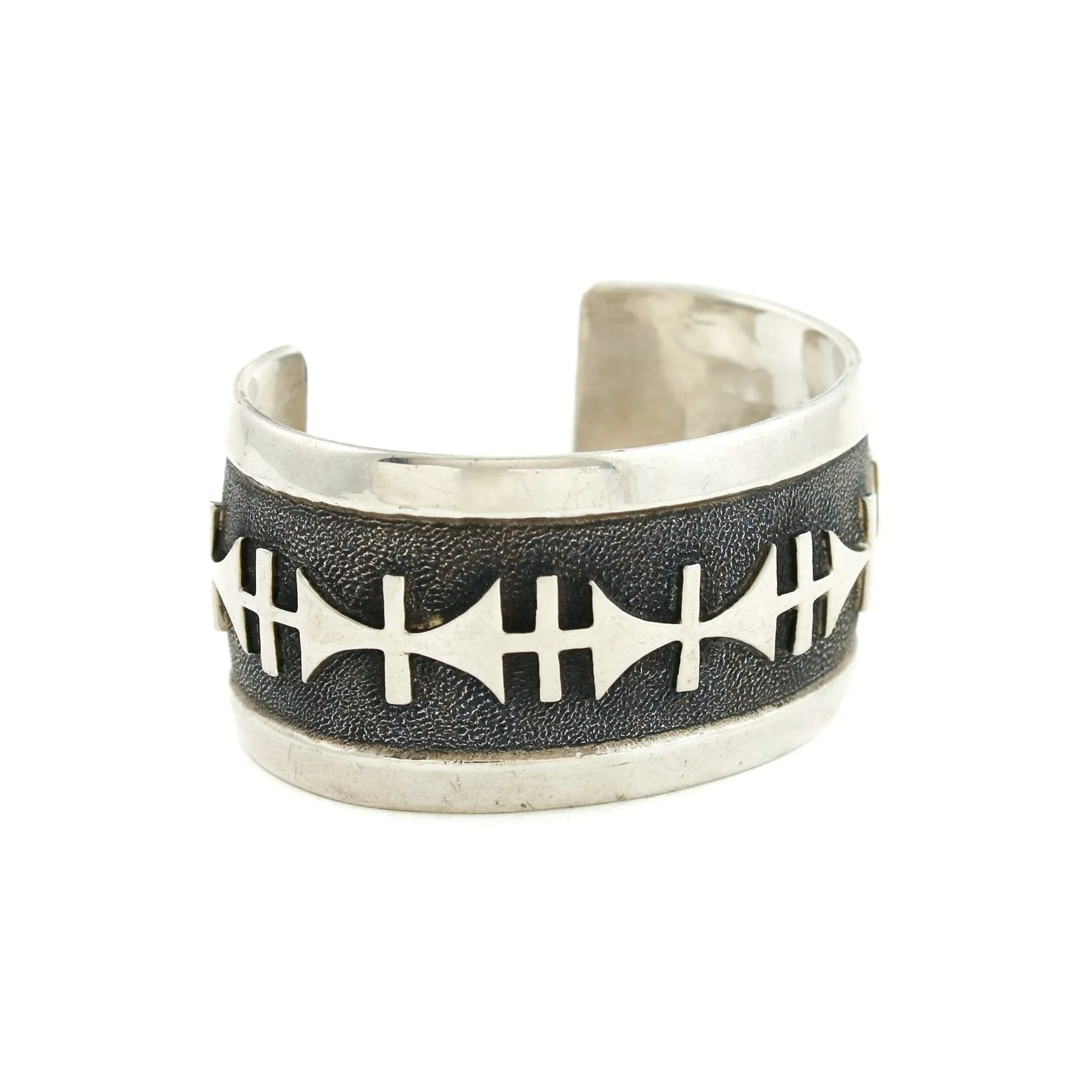 Vintage Silver Hopi Overlay Bracelet