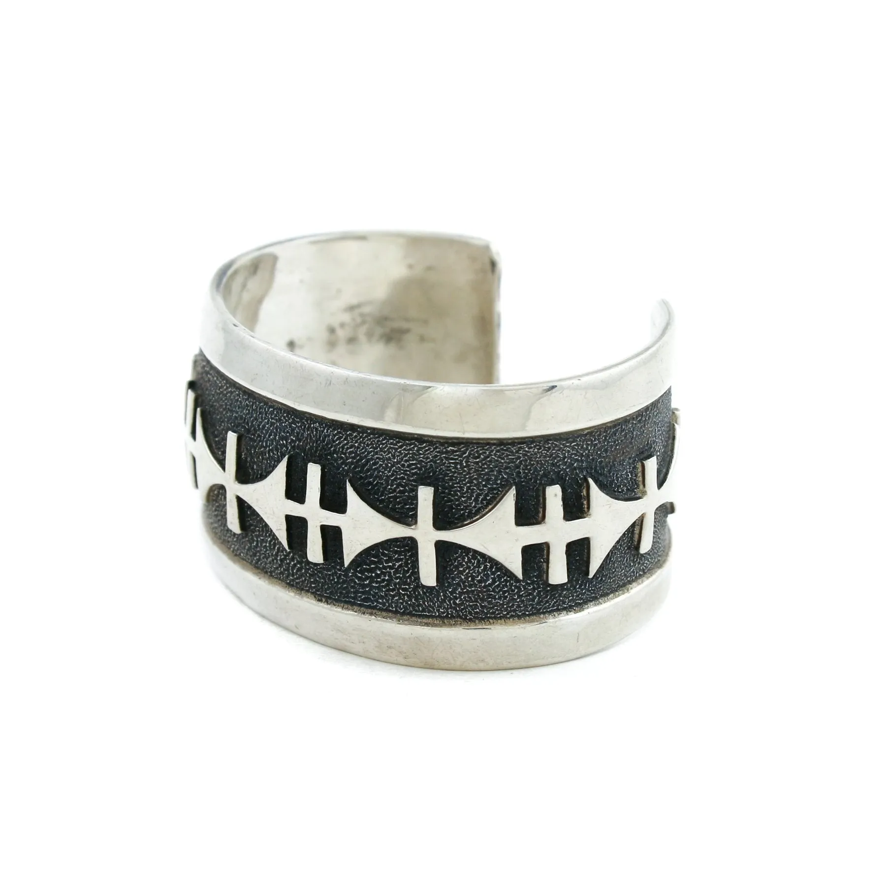 Vintage Silver Hopi Overlay Bracelet