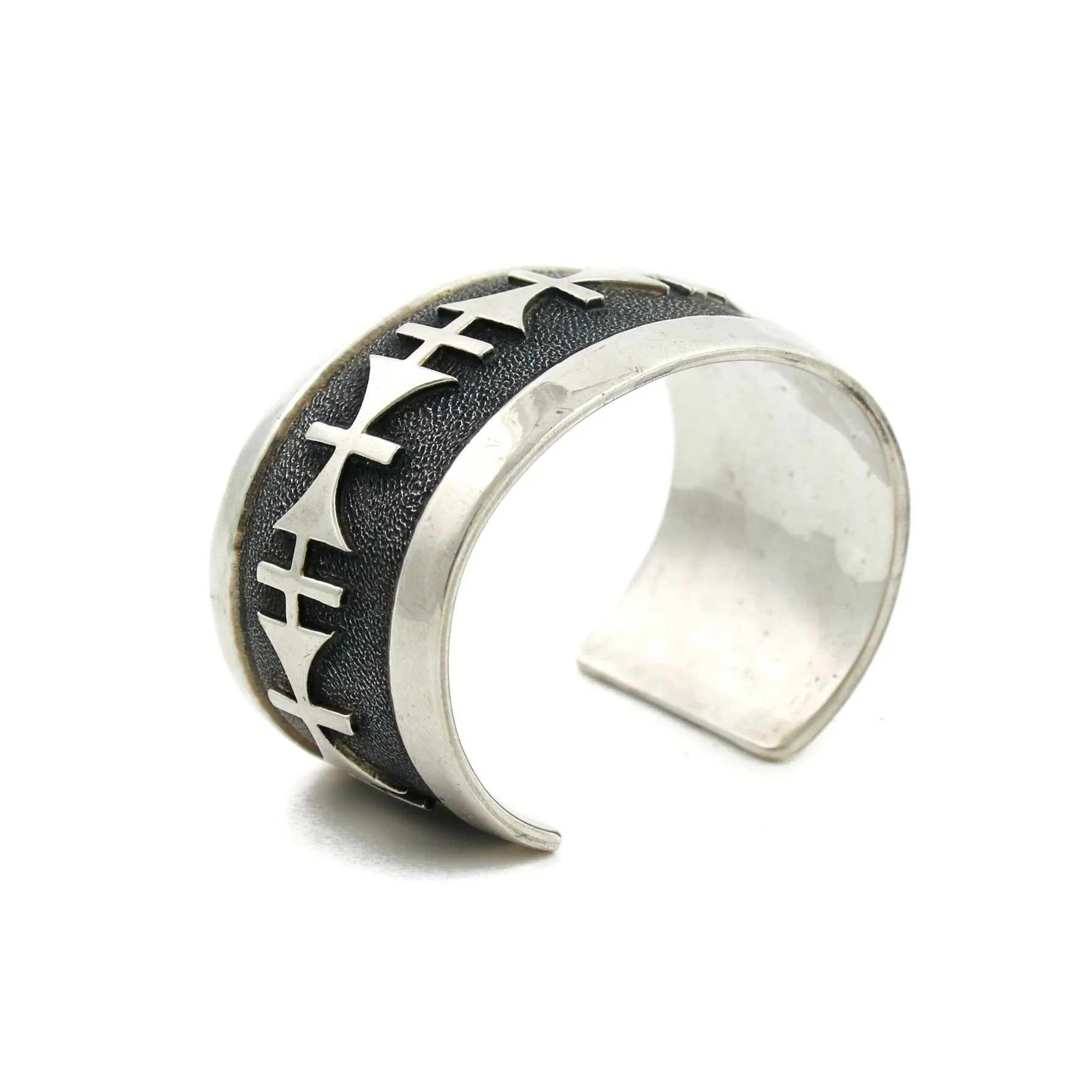 Vintage Silver Hopi Overlay Bracelet