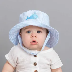 Whale Blue Seersucker UPF 25  Bucket Hat