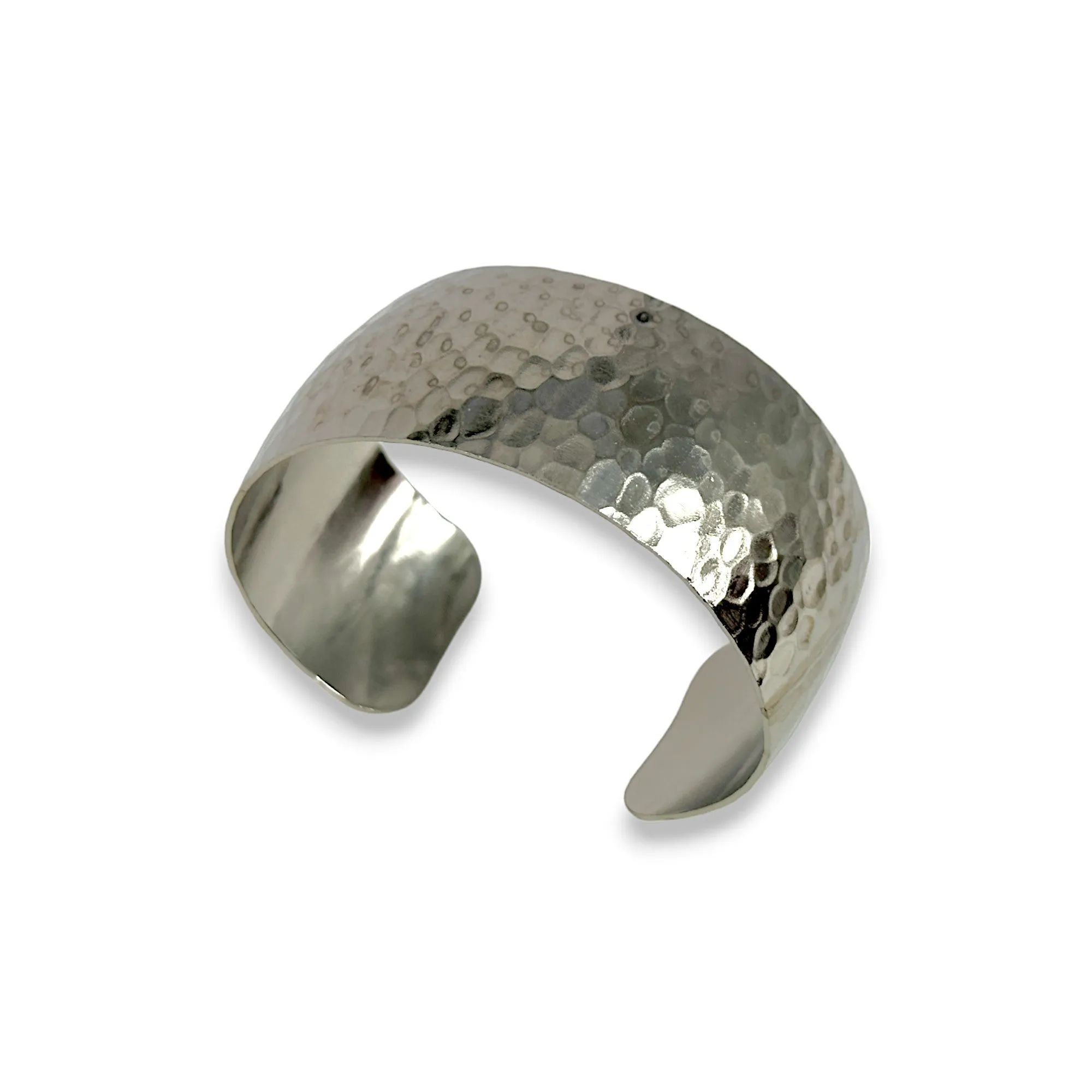 Wide Dome Hammered Cuff Bracelet