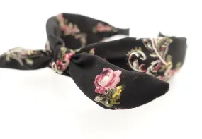 wired hair bow flower leaf print headband thick chiffon hairband women hair accessory