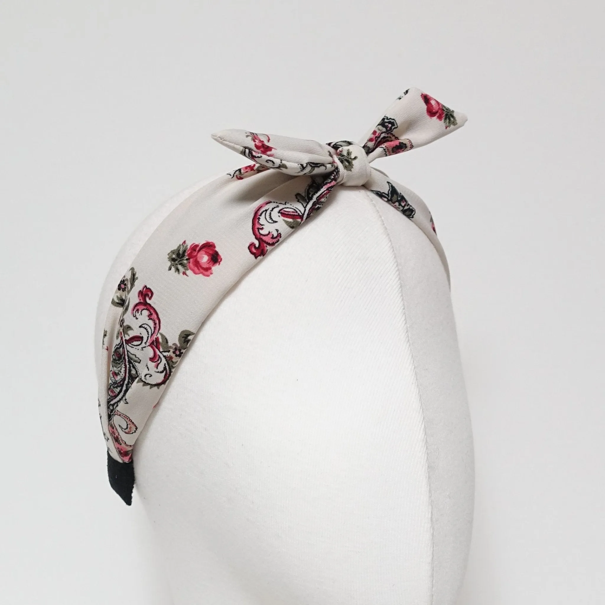 wired hair bow flower leaf print headband thick chiffon hairband women hair accessory