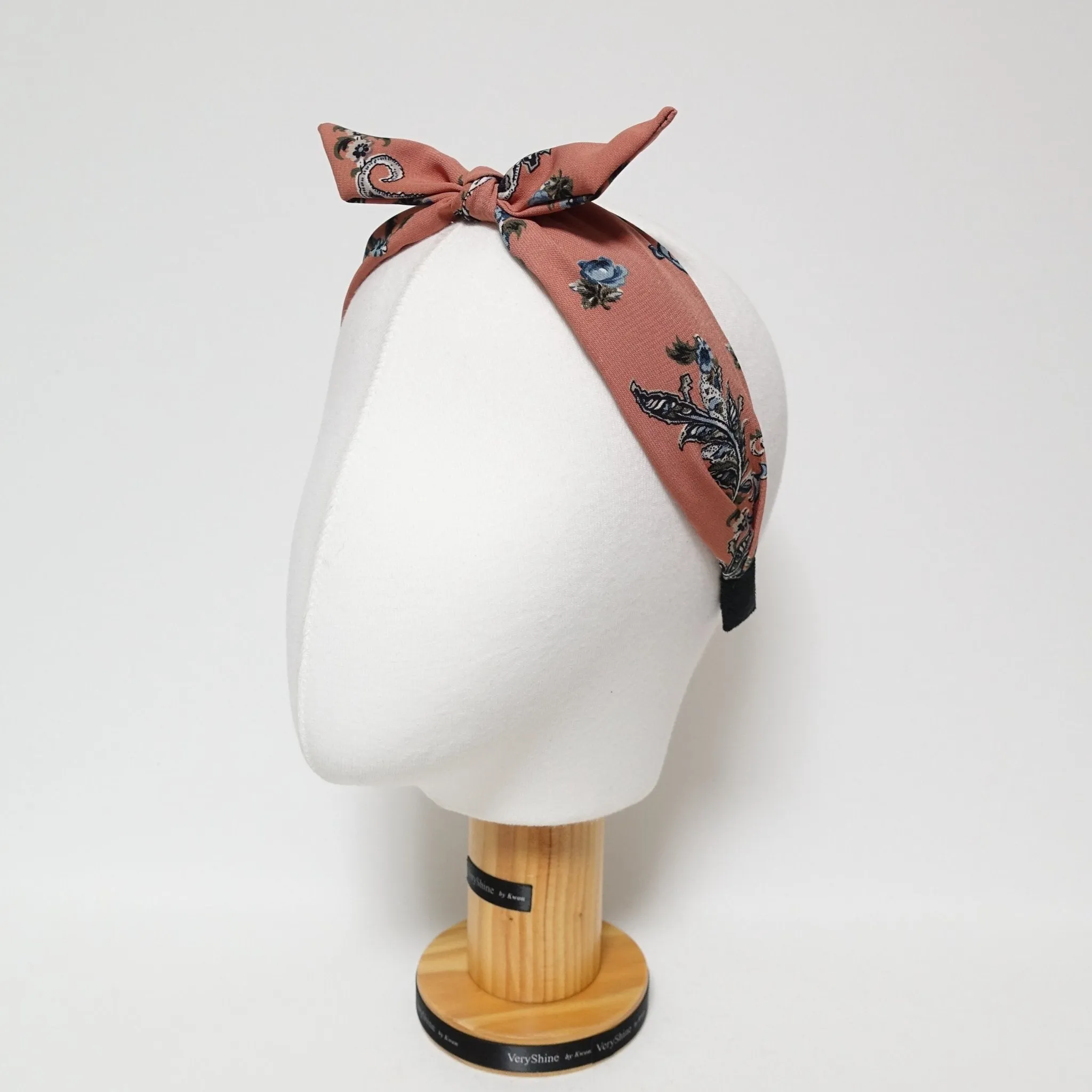 wired hair bow flower leaf print headband thick chiffon hairband women hair accessory