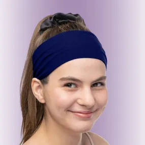 Women's Headbands Cotton Jersey 3" Wide Yoga Fitness Fashion Made in the USA Navy