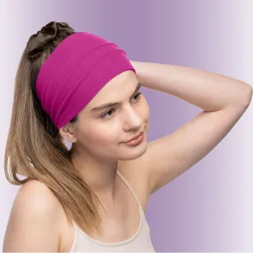 Women's Headbands Cotton Jersey 5" Wide Yoga Fitness Fashion Made in the USA Fuchsia